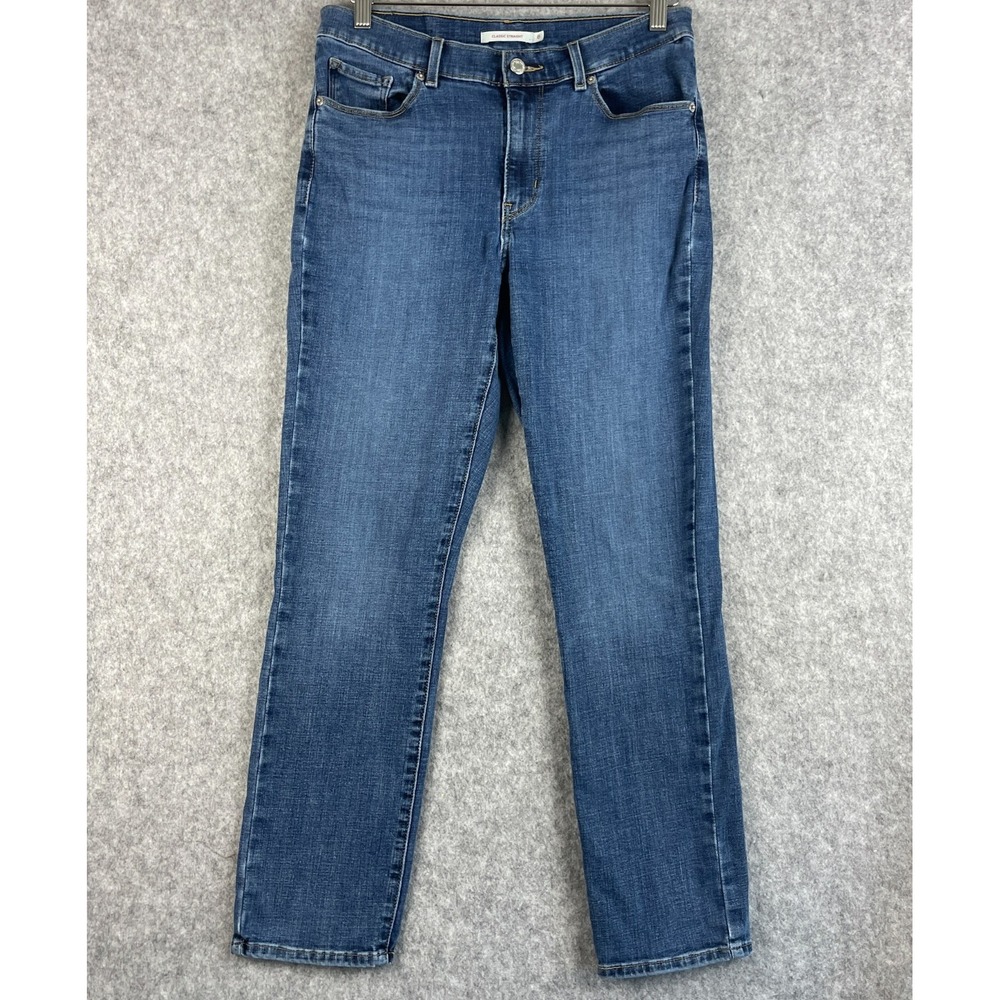 Levis Classic Straight Jeans Womens 8M Mid Rise Blue Denim Stretch Medium Wash